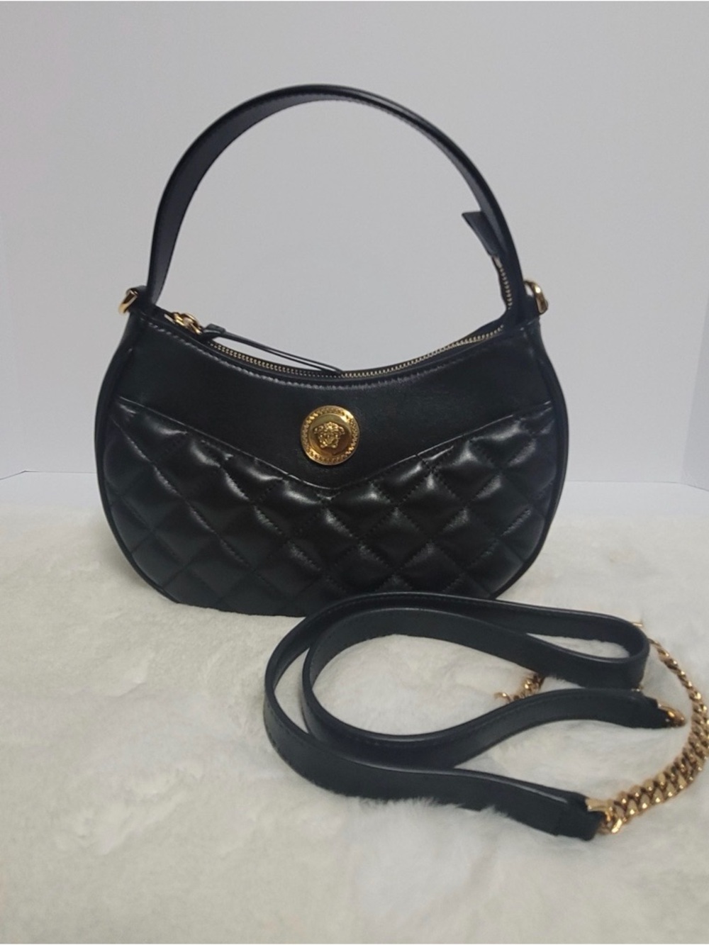 VERSACE Half Moon Hobo Shoulder Bag